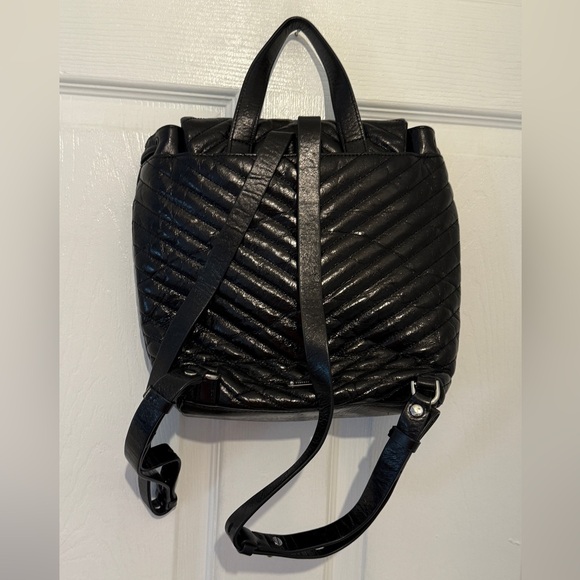 REBECCA MINKOFF Black Quilted Edie Flap Medium Leather Backpack - Picture 2 of 6
